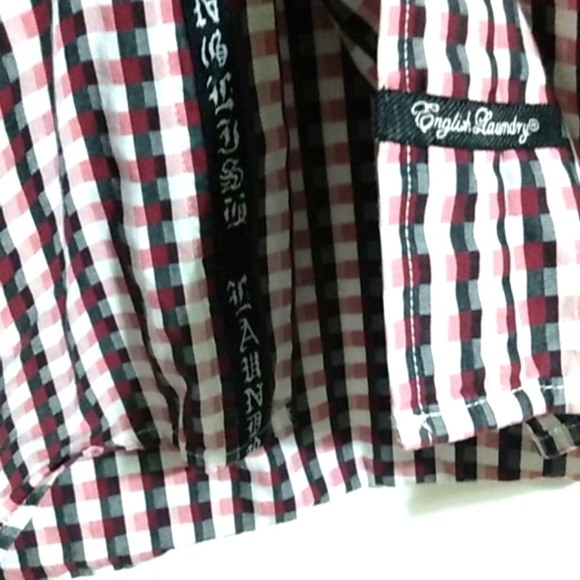 ENGLISH LAUNDRY BLACK WHITE GINGHAM SHIRT - Picture 5 of 11